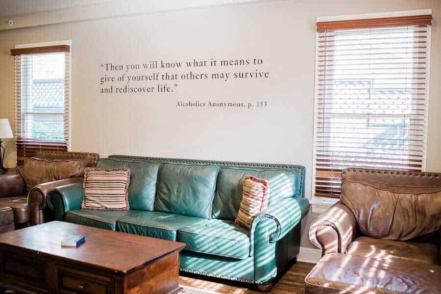 Sober Clubhouse Couches and AA Quote 2